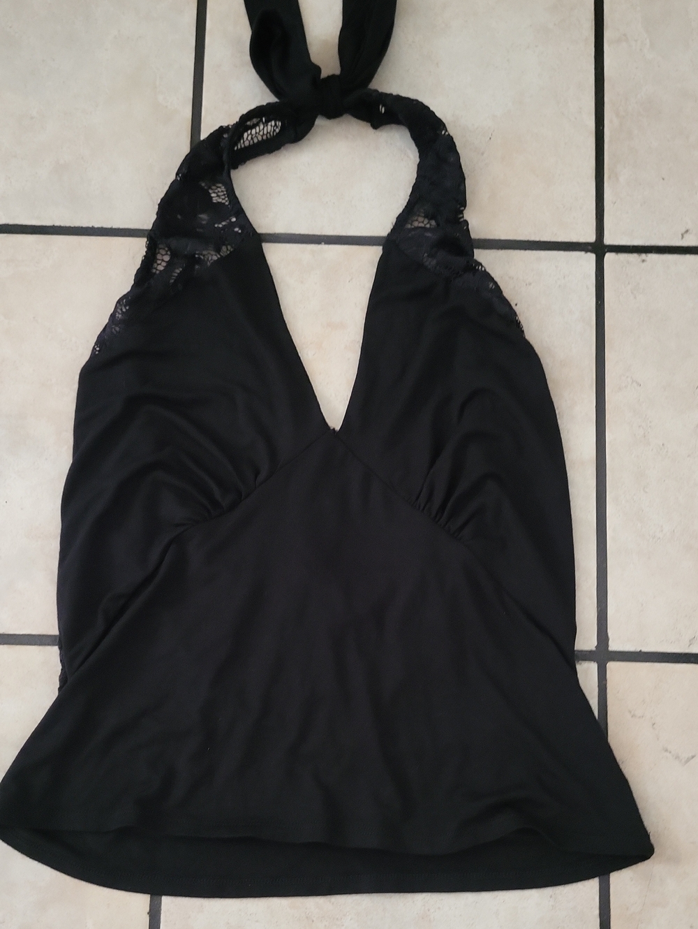 Fashion Nova Partial Lace Halter Top